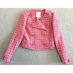 Tracy Reese Crop Blazer Jacket Wool Plaid‎ Bubblegum Office Siren Corpcore